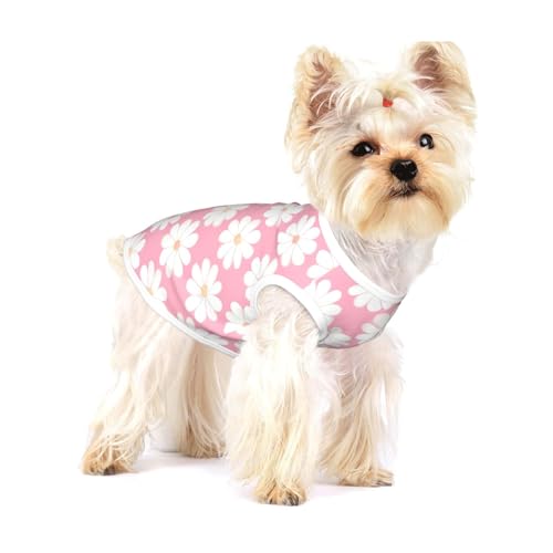 Große dehnbare Hunde-T-Shirts mit Kamelien-Muster, weich, cool, ärmellos, gestreift, atmungsaktiv, Kleidung für Welpen, Kätzchen, Katzen, Größe S von WXZYFP
