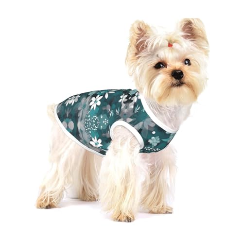 Hunde-T-Shirt, Blumenmuster, mittelgroß, dehnbar, weich, kühl, ärmellos, gestreift, atmungsaktiv, für Welpen, Kätzchen, Katzen, Größe S von WXZYFP