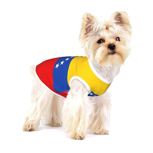 Hunde-T-Shirt, Motiv: Flagge Venezuelas, klein, dehnbar, weich, cool, ärmellos, gestreift, atmungsaktiv, für Welpen, Kätzchen, Katzen, Größe S von WXZYFP