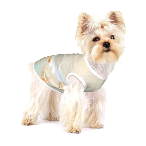 Hunde-T-Shirt, Motiv: Seestern, klein, dehnbar, weich, kühl, ärmellos, gestreift, atmungsaktiv, für Welpen, Kätzchen, Katzen, Größe S von WXZYFP
