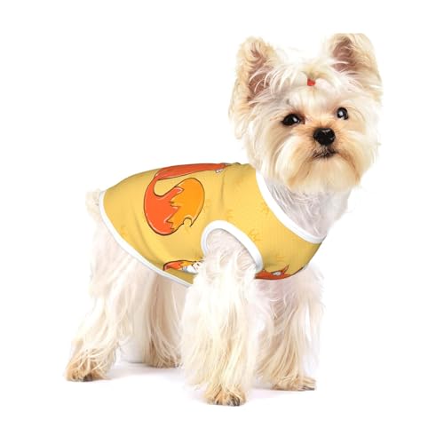 Hunde-T-Shirt, Sonnenblumenkerne und Füchse, groß, dehnbar, weich, kühl, ärmellos, gestreift, atmungsaktiv, für Welpen, Kätzchen, Katzen, Größe S von WXZYFP