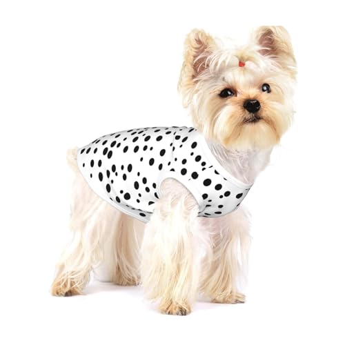 Hunde-T-Shirt, gepunktet, weich, cool, ärmellos, gestreift, atmungsaktiv, für Welpen, Kätzchen, Katzen, Größe S, Schwarz und Weiß von WXZYFP