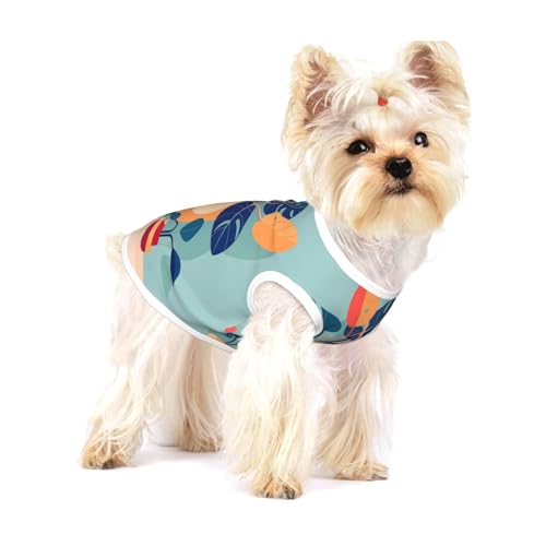 Hunde-T-Shirts aus Bambus, mittelgroß, dehnbar, weich, kühl, ärmellos, gestreift, atmungsaktiv, für Welpen, Kätzchen, Katzen, Größe S, Blau / Orange von WXZYFP