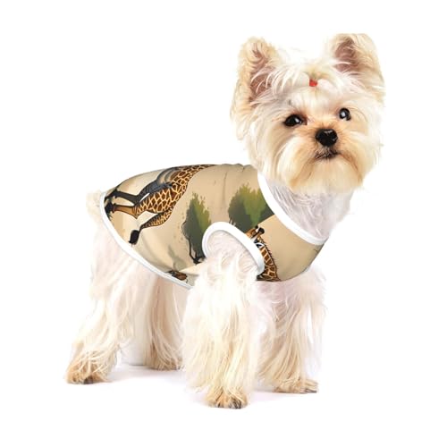 Hunde-T-Shirts für Mutter und Kind, Giraffe, klein, dehnbar, weich, cool, ärmellos, gestreift, atmungsaktiv, Kleidung für Welpen, Kätzchen, Katzen, Größe S von WXZYFP