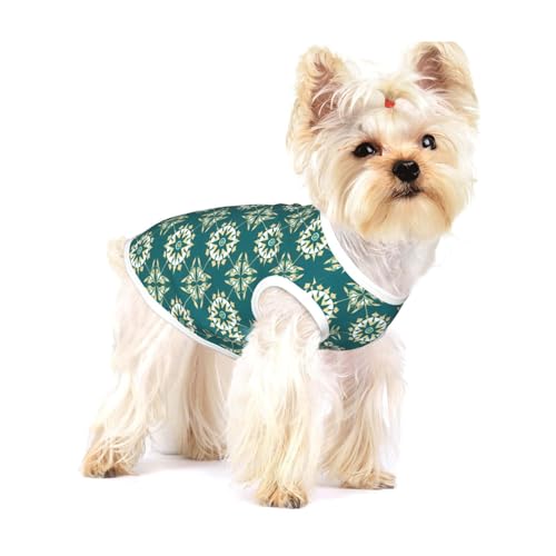 Hunde-T-Shirts im exotischen Stil, Blumenmuster, groß, dehnbar, weich, cool, ärmellos, gestreift, atmungsaktiv, Kleidung für Welpen, Kätzchen, Katzen, Größe S von WXZYFP