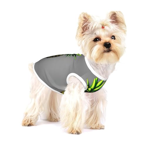 Hunde-T-Shirts mit Cartoon-Ananas, mittelgroß, dehnbar, weich, cool, ärmellos, gestreift, atmungsaktiv, Kleidung für Welpen, Kätzchen, Katzen, Größe S von WXZYFP