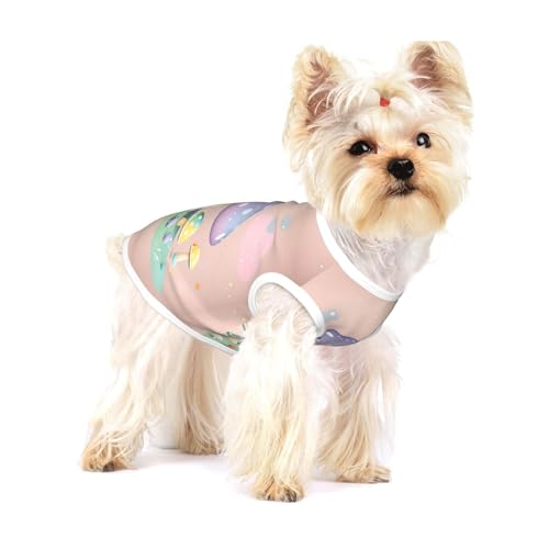 Hunde-T-Shirts mit Cartoon-Pilz, mittelgroß, dehnbar, weich, cool, ärmellos, gestreift, atmungsaktiv, Kleidung für Welpen, Kätzchen, Katzen, klein von WXZYFP