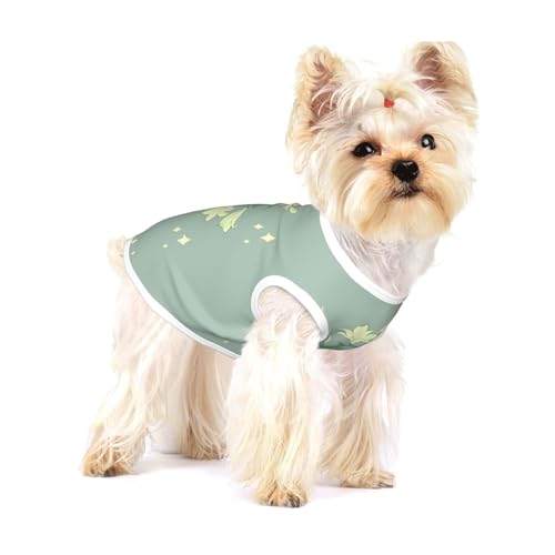 Hunde-T-Shirts mit Cartoon-weißen Lilien, groß, dehnbar, weich, cool, ärmellos, gestreift, atmungsaktiv, Kleidung für Welpen, Kätzchen, Katzen, klein von WXZYFP