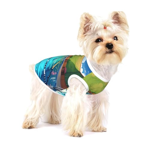 Hunde-T-Shirts mit Flamingo und Schwimmbad, klein, dehnbar, weich, kühl, ärmellos, gestreift, atmungsaktiv, für Welpen, Kätzchen, Katzen, Größe S von WXZYFP