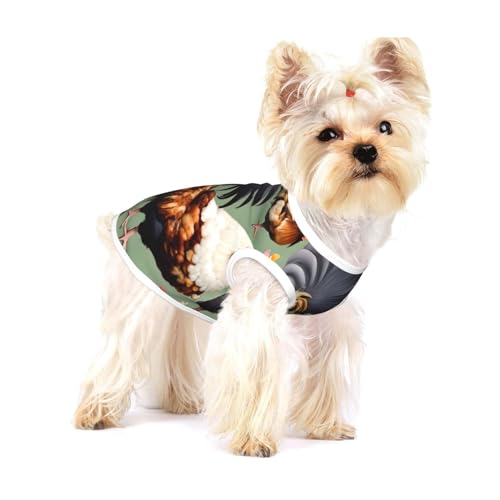 Hunde-T-Shirts mit Hahn und Huhn, groß, dehnbar, weich, cool, ärmellos, gestreift, atmungsaktiv, für Welpen, Kätzchen, Katzen, Größe S von WXZYFP
