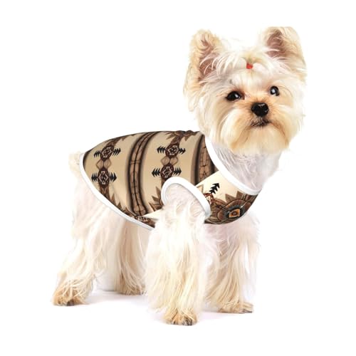 Hunde-T-Shirts mit Indianer-Malerei, mittelgroß, dehnbar, weich, cool, ärmellos, gestreift, atmungsaktiv, Kleidung für Welpen, Kätzchen, Katzen, Größe S von WXZYFP