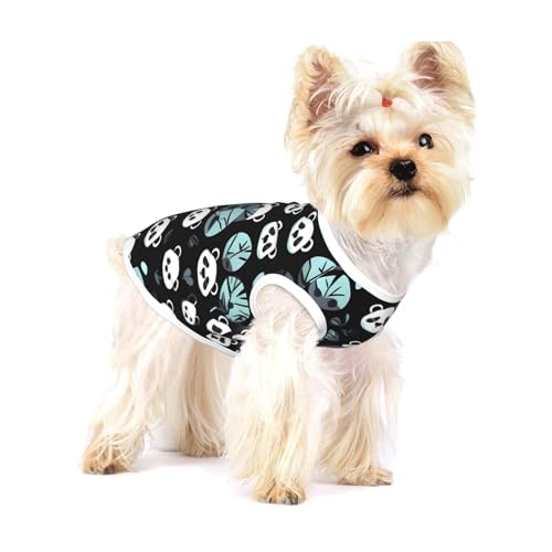 Hunde-T-Shirts mit Panda-Gesicht, klein, dehnbar, weich, cool, ärmellos, gestreift, atmungsaktiv, für Welpen, Kätzchen, Katzen, Größe S, Schwarz und Weiß von WXZYFP