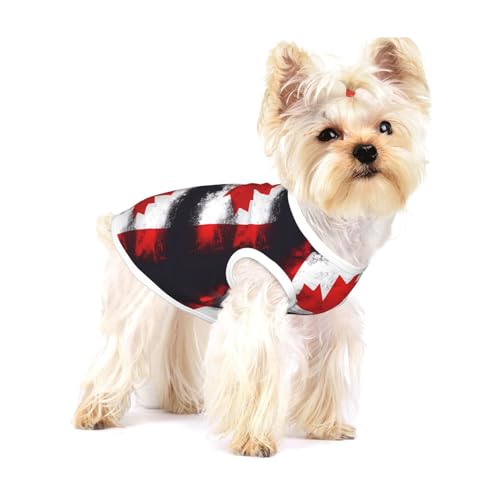 Hunde-T-Shirts mit kanadischer Flagge, groß, dehnbar, weich, kühl, ärmellos, gestreift, atmungsaktiv, für Welpen, Kätzchen, Katzen, Größe S von WXZYFP