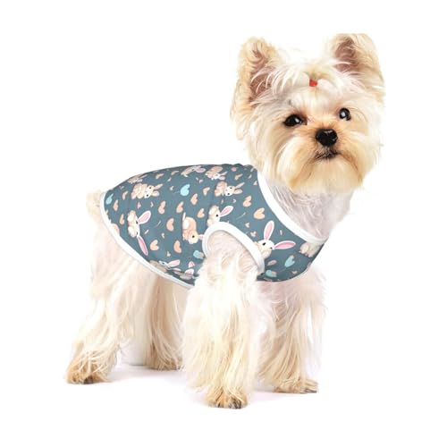 Hunde-T-Shirts mit niedlichem Hasen-Motiv, weich, cool, ärmellos, gestreift, atmungsaktiv, für Welpen, Kätzchen, Katzen, klein von WXZYFP