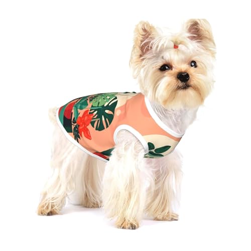 Indoor-Topf-Grünpflanzen, kleine dehnbare Hunde-T-Shirts, weich, kühl, ärmellos, gestreift, atmungsaktiv, Kleidung für Welpen, Kätzchen, Katzen, klein von WXZYFP