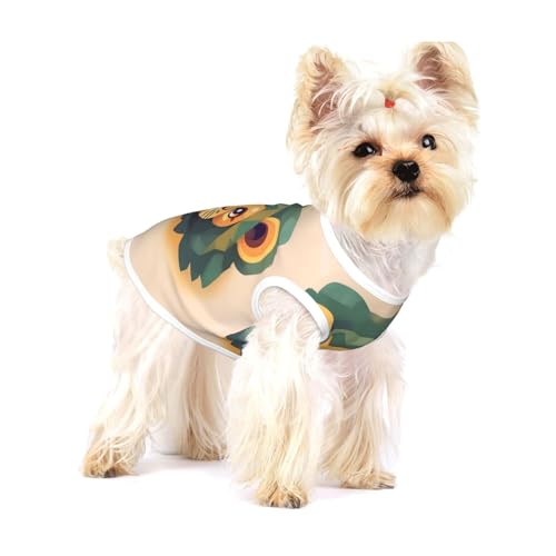 Kleine dehnbare Hunde-T-Shirts mit Cartoon-Löwen-Design, weich, cool, ärmellos, gestreift, atmungsaktiv, Kleidung für Welpen, Kätzchen, Katzen, klein von WXZYFP