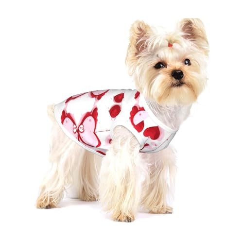 Little Red Heart Medium Stretchy Dog T-Shirts Soft Cool Sleeveless Stripe Vests Breathable Clothes for Puppy Kitty Cats Small von WXZYFP