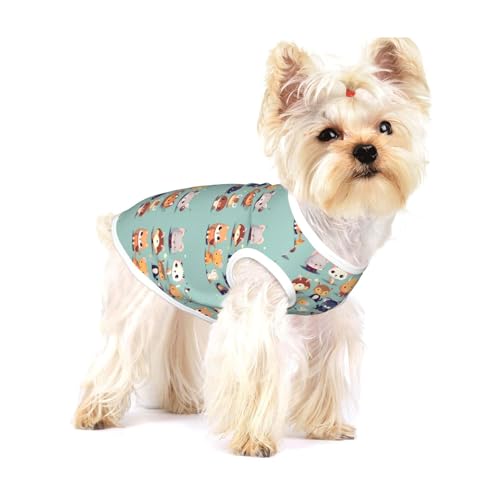 Niedliche kleine Tiere, kleine dehnbare Hunde-T-Shirts, weich, cool, ärmellos, gestreift, atmungsaktiv, Kleidung für Welpen, Kätzchen, Katzen, klein von WXZYFP