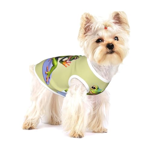The Funny Frog Doing Yoga Small Stretchy Dog T-Shirts Soft Cool Sleeveless Stripe Vests Breathable Clothes for Puppy Kitty Cats Small von WXZYFP