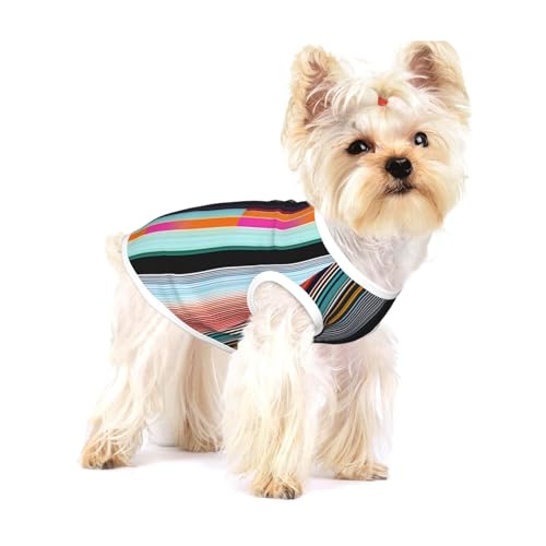 Unregelmäßige vertikale Linien, kleine, dehnbare Hunde-T-Shirts, weich, cool, ärmellos, gestreift, atmungsaktiv, Kleidung für Welpen, Kätzchen, Katzen, Größe S von WXZYFP