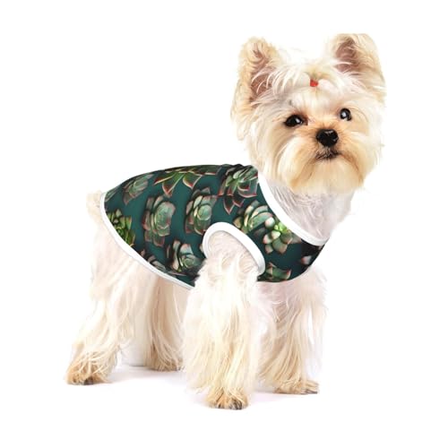 Viele Sukkulenten große dehnbare Hunde-T-Shirts, weich, cool, ärmellos, gestreift, atmungsaktiv, Kleidung für Welpen, Kätzchen, Katzen, klein von WXZYFP