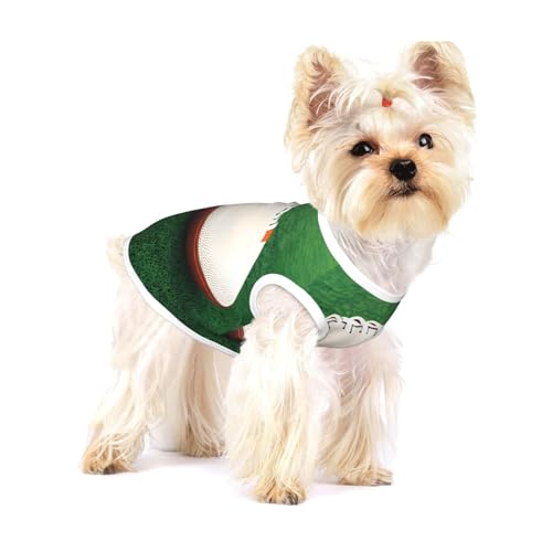Weißes Rugbyball-T-Shirt für Hunde, mittelgroß, dehnbar, weich, cool, ärmellos, gestreift, atmungsaktiv, Kleidung für Welpen, Kätzchen, Katzen, Größe S von WXZYFP