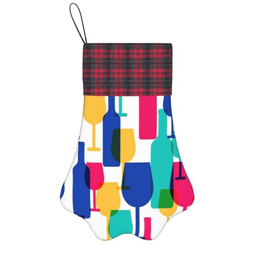 Cocktailgläser und Flaschen, Weihnachtsstrümpfe, Haustierpfotenstrümpfe, Ornament für Geschenk, Familie, Urlaub, Weihnachten für Freunde, 1 Stück Cocktailgläser und Flaschen, Weihnachtsstrümpfe, Haustierpfotenstrümpfe, Ornament für Geschenk, Familie, Urlaub, Weihnachten für Freunde, 1 Stück von WYCZHY