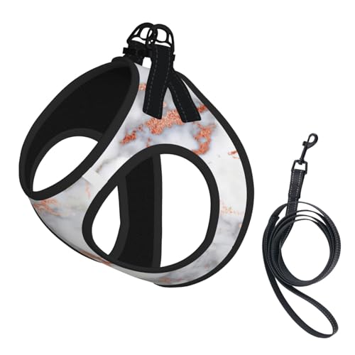 Hundegeschirr mit Marmor-Druck, weich, leicht, atmungsaktiv, reflektierend, für einfaches Spazierengehen, Roségold Hundegeschirr mit Marmor-Druck, weich, leicht, atmungsaktiv, reflektierend, für einfaches Spazierengehen, Roségold von WYCZHY