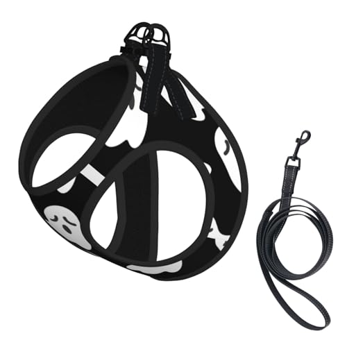 Hundegeschirr mit süßem weißem Geistermotiv, für den Sommer, weich, leicht, atmungsaktiv, reflektierend, für einfaches Gehen Hundegeschirr mit süßem weißem Geistermotiv, für den Sommer, weich, leicht, atmungsaktiv, reflektierend, für einfaches Gehen von WYCZHY