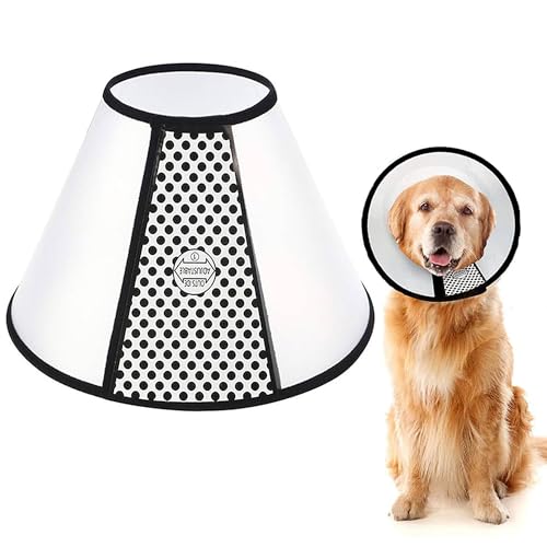 WYFCR Pet Cone Recovery, Großer Hund Einstellbare Elizabeth Recovery Schutzhalsband, Anti-Biss Leck Sicherheit Nackenbezug, für nach der Operation Wundheilung, Trimmen Nägel, (Halsumfang 43-49cm) von WYFCR