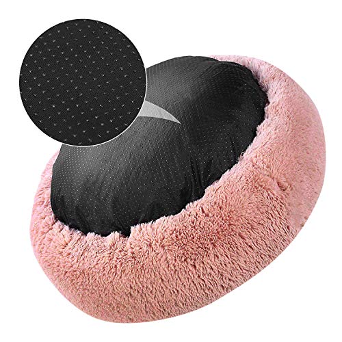 Abnehmbares Kunstpelz-Hundebett, Donut Fluffy Plüsch-Katzenbett Beruhigungskissen Rundes Haustiernest Warme Sofahöhle, für Katze/Kleiner Mittelgroßer Hund-XL-80x80x20cm-Pink Abnehmbares Kunstpelz-Hundebett, Donut Fluffy Plüsch-Katzenbett Beruhigungskissen Rundes Haustiernest Warme Sofahöhle, für Katze/Kleiner Mittelgroßer Hund-XL-80x80x20cm-Pink von WYJW