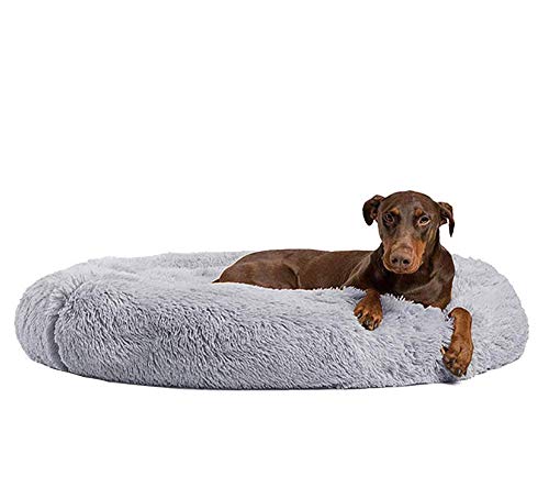 WYJW Gemütliches Hundebett Kunstpelz Donut Cuddler Soft Comfort Hundehaustiersofa Luxuriöses abnehmbares großes Hundenestbett Rutschfestes Hundebett, maschinenwaschbar, grau, 110 cm WYJW Gemütliches Hundebett Kunstpelz Donut Cuddler Soft Comfort Hundehaustiersofa Luxuriöses abnehmbares großes Hundenestbett Rutschfestes Hundebett, maschinenwaschbar, grau, 110 cm von WYJW
