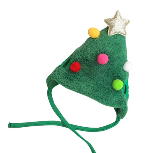 WYLZLKX Rentier-Weihnachtsbaum-Kopfbedeckung, Hut für Haustierdekorationen, Rentier, Stern, Pompons, Weihnachts-Kopfbedeckung, Foto-Requisiten, grüne Mütze, bunte Bälle, Größe L WYLZLKX Rentier-Weihnachtsbaum-Kopfbedeckung, Hut für Haustierdekorationen, Rentier, Stern, Pompons, Weihnachts-Kopfbedeckung, Foto-Requisiten, grüne Mütze, bunte Bälle, Größe L von WYLZLKX