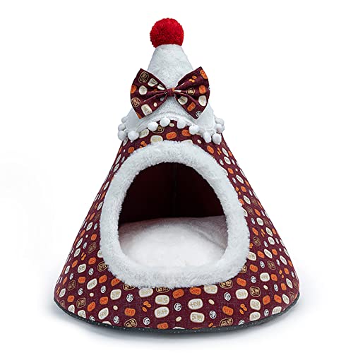 WYLZLKX Weihnachts-Katzenbett für Innenkatzen, kleine Hunde, warmes Bett, waschbar, Welpenzelt, Kätzchenhöhle, abnehmbares Kissen, Braun, 10 Millionen Stück, 38 x 40 cm WYLZLKX Weihnachts-Katzenbett für Innenkatzen, kleine Hunde, warmes Bett, waschbar, Welpenzelt, Kätzchenhöhle, abnehmbares Kissen, Braun, 10 Millionen Stück, 38 x 40 cm von WYLZLKX