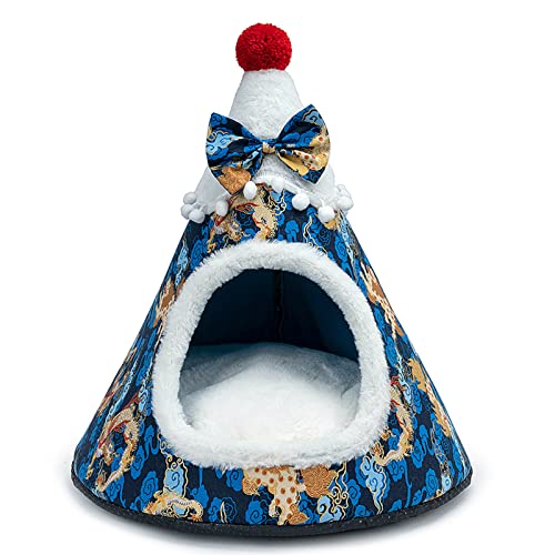 WYLZLKX Weihnachtskatzenbett für Innenkatzen, kleine Hunde, warmes Bett, waschbar, Welpenzelt, Kätzchenhöhle, abnehmbares Kissen, blauer Drache, steigend, 38 x 40 cm WYLZLKX Weihnachtskatzenbett für Innenkatzen, kleine Hunde, warmes Bett, waschbar, Welpenzelt, Kätzchenhöhle, abnehmbares Kissen, blauer Drache, steigend, 38 x 40 cm von WYLZLKX