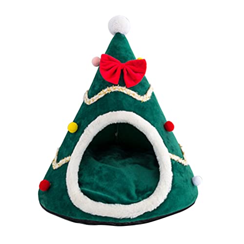 WYLZLKX Weihnachtskatzenbett für Innenkatzen, kleine Hunde, warmes Bett, waschbar, Welpenzelt, Kätzchenhöhle, abnehmbares Kissen, grüner Weihnachtsbaum, 38 x 40 cm WYLZLKX Weihnachtskatzenbett für Innenkatzen, kleine Hunde, warmes Bett, waschbar, Welpenzelt, Kätzchenhöhle, abnehmbares Kissen, grüner Weihnachtsbaum, 38 x 40 cm von WYLZLKX
