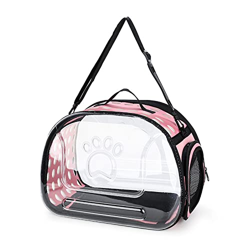 Transparente Katzentragetasche, Reise-Haustier-Rucksack für Katzen und Welpen für Reisen, Wandern und Outdoor-Nutzung (rosa, Handtasche) von WYMAMJK
