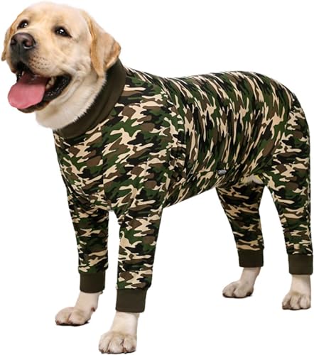 Einteiler für Hunde, postoperativer Schlafanzug, reine Baumwolle, Anti-Lecken, Bauchwunde für kleine, mittelgroße und große Hunde, Größe 32, A von WYOERN