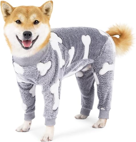 Hunde-Pyjama, superweiches Flanell, warm, für den Winter, dehnbar und atmungsaktiv, für mittelgroße oder große Hunde bei kaltem Wetter, Größe 3XL, A von WYOERN