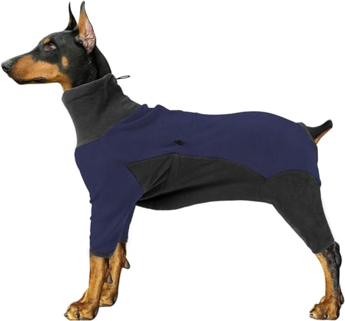 Hunde-Wintermantel, winddicht, elastisch, Hunde-Polar-Fleece-Kleidung, 4-beiniger Hunde-Sweatshirt, Winter-Hundejacke, Größe 3XL, Blau von WYOERN