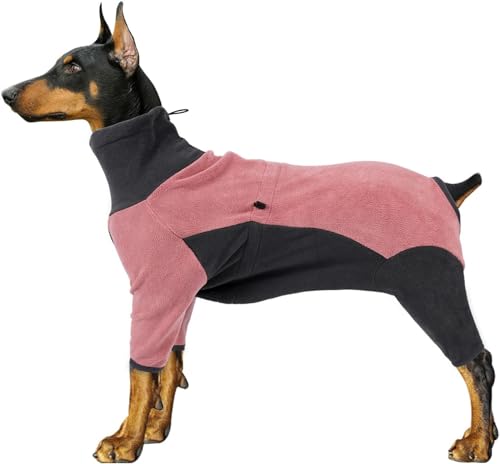 Hunde-Wintermantel, winddicht, elastisch, Hunde-Polar-Fleece-Kleidung, 4-beiniger Hunde-Sweatshirt, Winter-Hundejacke, Größe 3XL, Rosa von WYOERN