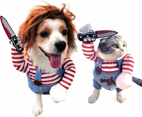 Kostüm für Hunde und Katzen, lustig, tödliche Puppe, Cosplay, Party, ausgefallener Stoff, Größe M von WYOERN