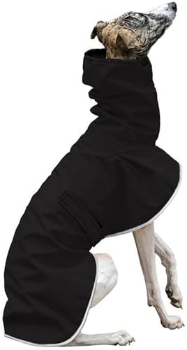 Regenmantel für Hunde, italienische Windhunde, wasserdichter Whippetmantel, verstellbare Windhunde-Winterkleidung, warme Fleece-Hundekleidung, warme Jacke, Größe 4XL, Schwarz von WYOERN