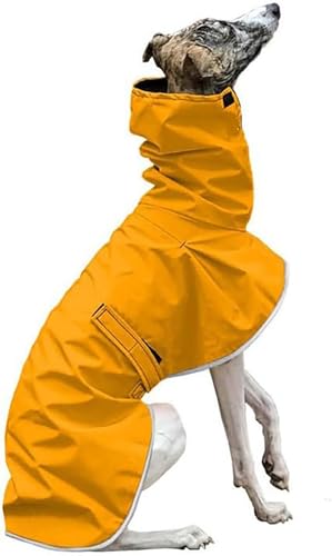 Regenmantel für Hunde, italienische Windhunde, wasserdichter Whippetmantel, verstellbare Windhunde-Winterkleidung, warme Fleece-Hundekleidung, warme Jacke, L, Gelb von WYOERN