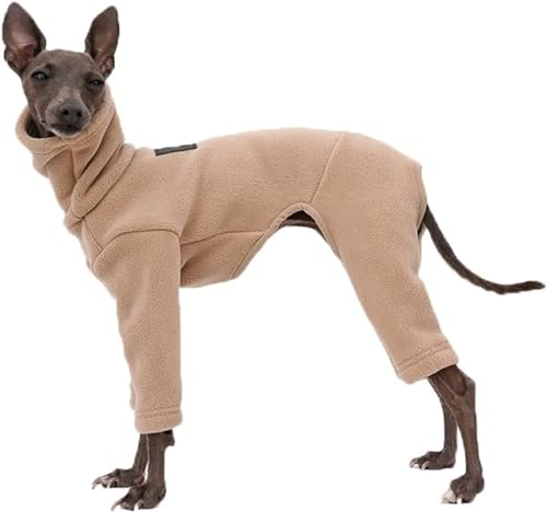 Warmer Samt-Windhundmantel, Fleece-Hundepullover mit Pfoten, winddichter Rollkragen-Hundeanzug, Winter-Pyjama für kleine, mittelgroße und große Hunde, Größe L, A von WYOERN