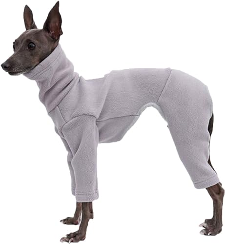 Warmer Samt-Windhundmantel, Fleece-Hundepullover mit Pfoten, winddichter Rollkragen-Hundeanzug, Winter-Pyjama für kleine, mittelgroße und große Hunde, Größe L, B von WYOERN