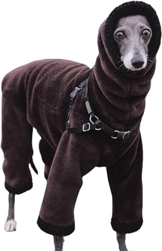 Winter-Hunde-Overall, doppelseitig, Flanell, Rollkragen, Haustiermantel, Größe M, L, warm, vier Beine, Plüschjacke für Windhunde, Salukis, Lurcher, Größe 3XL, Burgunderrot von WYOERN