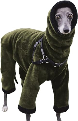 Winter-Hunde-Overall, doppelseitig, Flanell, Rollkragen, Haustiermantel, Größe M, L, warm, vier Beine, Plüschjacke für Windhunde, Salukis, Lurcher, Größe XXL, Grün von WYOERN