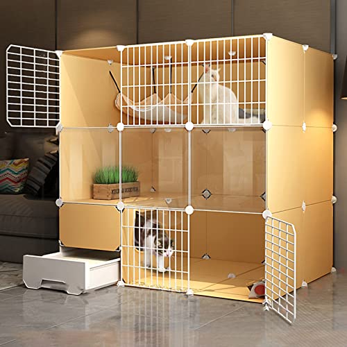 Haustier-Laufstall, großer Katzenkäfig für den Innenbereich, Metalldraht, tragbarer Gartenzaun, Katzenkäfige für den Innenbereich, groß, mit Katzentoilette und Tür, Metalldraht-Stiftzaun für kleine (F Haustier-Laufstall, großer Katzenkäfig für den Innenbereich, Metalldraht, tragbarer Gartenzaun, Katzenkäfige für den Innenbereich, groß, mit Katzentoilette und Tür, Metalldraht-Stiftzaun für kleine (F von WYRMB