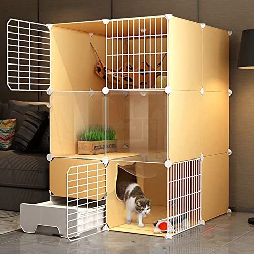 Haustier-Laufstall, großer Katzenkäfig für den Innenbereich, Metalldraht, tragbarer Gartenzaun, Katzenkäfige für den Innenbereich, groß, mit Katzentoilette und Tür, Metalldraht-Stiftzaun für kleine (F Haustier-Laufstall, großer Katzenkäfig für den Innenbereich, Metalldraht, tragbarer Gartenzaun, Katzenkäfige für den Innenbereich, groß, mit Katzentoilette und Tür, Metalldraht-Stiftzaun für kleine (F von WYRMB
